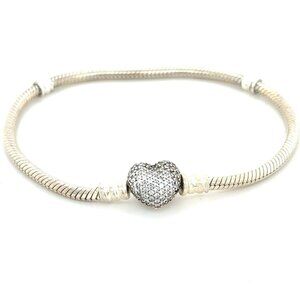 Pandora Pave Cz Heart Clasp Bracelet (Missing 1 Stone)
